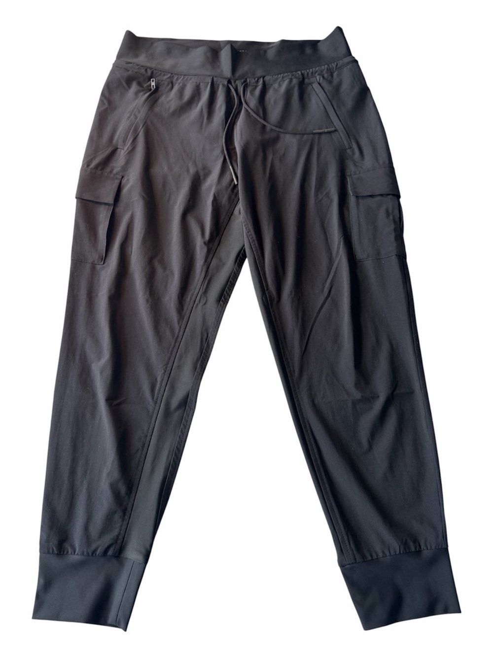 ✅ Athleta Black Cargo Jogger Pants lightweight elastic waist size 12